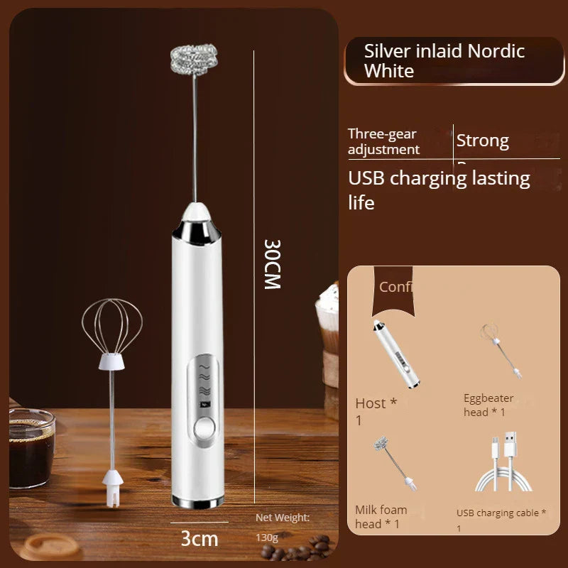 Portable Electric Milk Frother with 3 Speeds