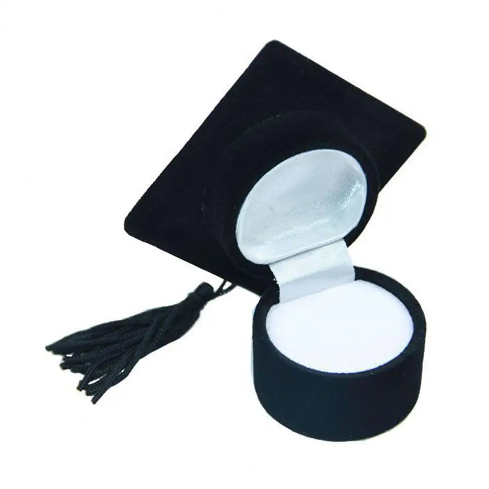 Graduation Cap Shaped Velvet Jewelry Box Organizer