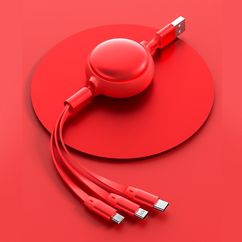 Compact 3in1 Quick Charge Retractable Cable