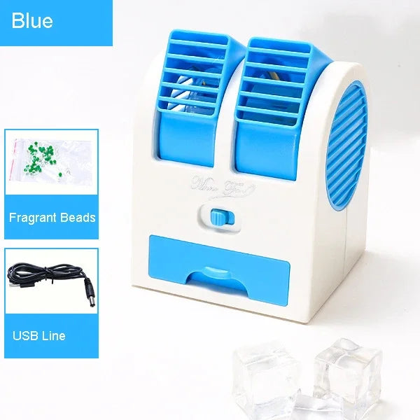 Compact Dual USB Fast Cooling Desk Fan Humidifier