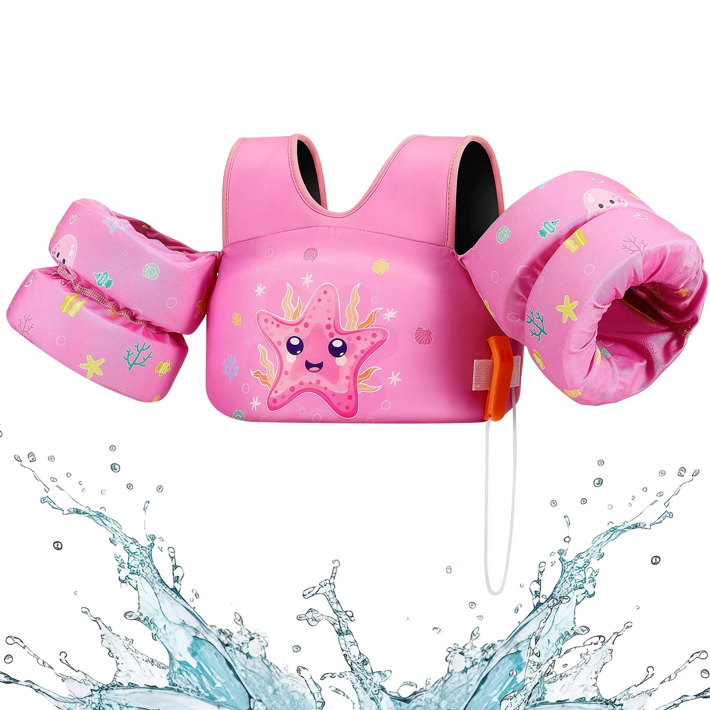 Children's Swim Vest with Floats and Safety Whistle