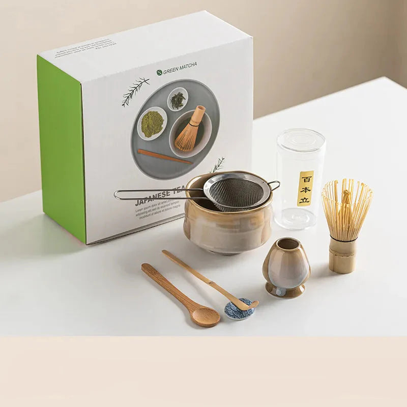 Traditional Japanese Matcha Tea Set Ceramic Bowl - Halri