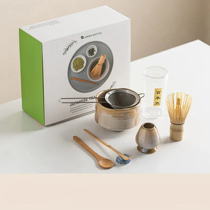 Traditional Japanese Matcha Tea Set Ceramic Bowl - Halri