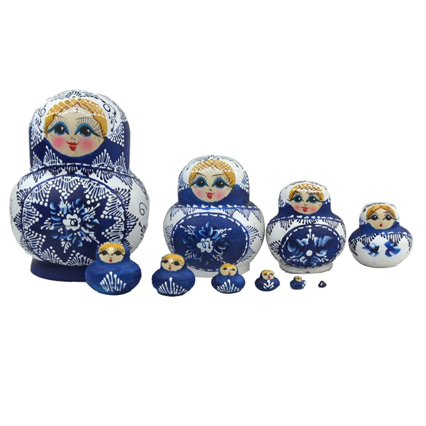 Traditional 10pc Set Wooden Nesting Dolls - Halri