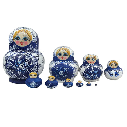 Traditional 10pc Set Wooden Nesting Dolls - Halri
