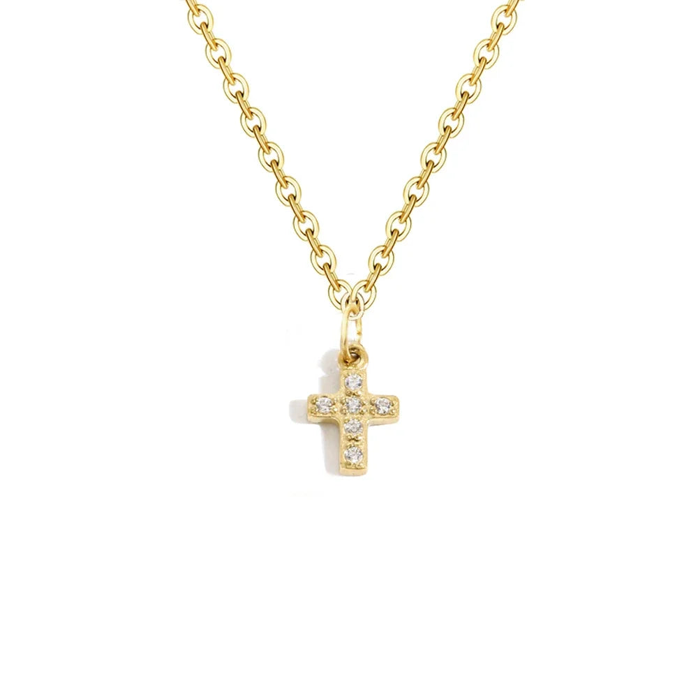 Delicate CZ Initial Pendant Chain Necklace