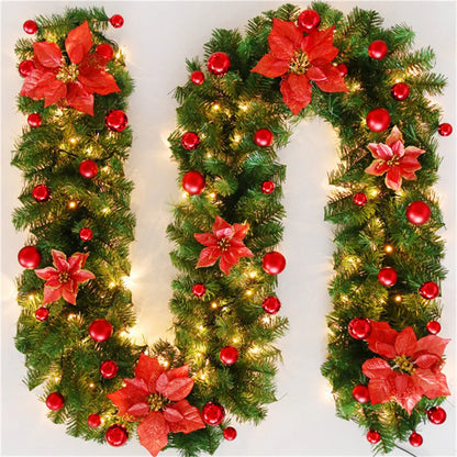 Festive LED Christmas Garland 2.7m with Pine Branches