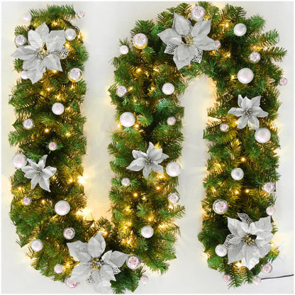 Festive LED Christmas Garland 2.7m with Pine Branches