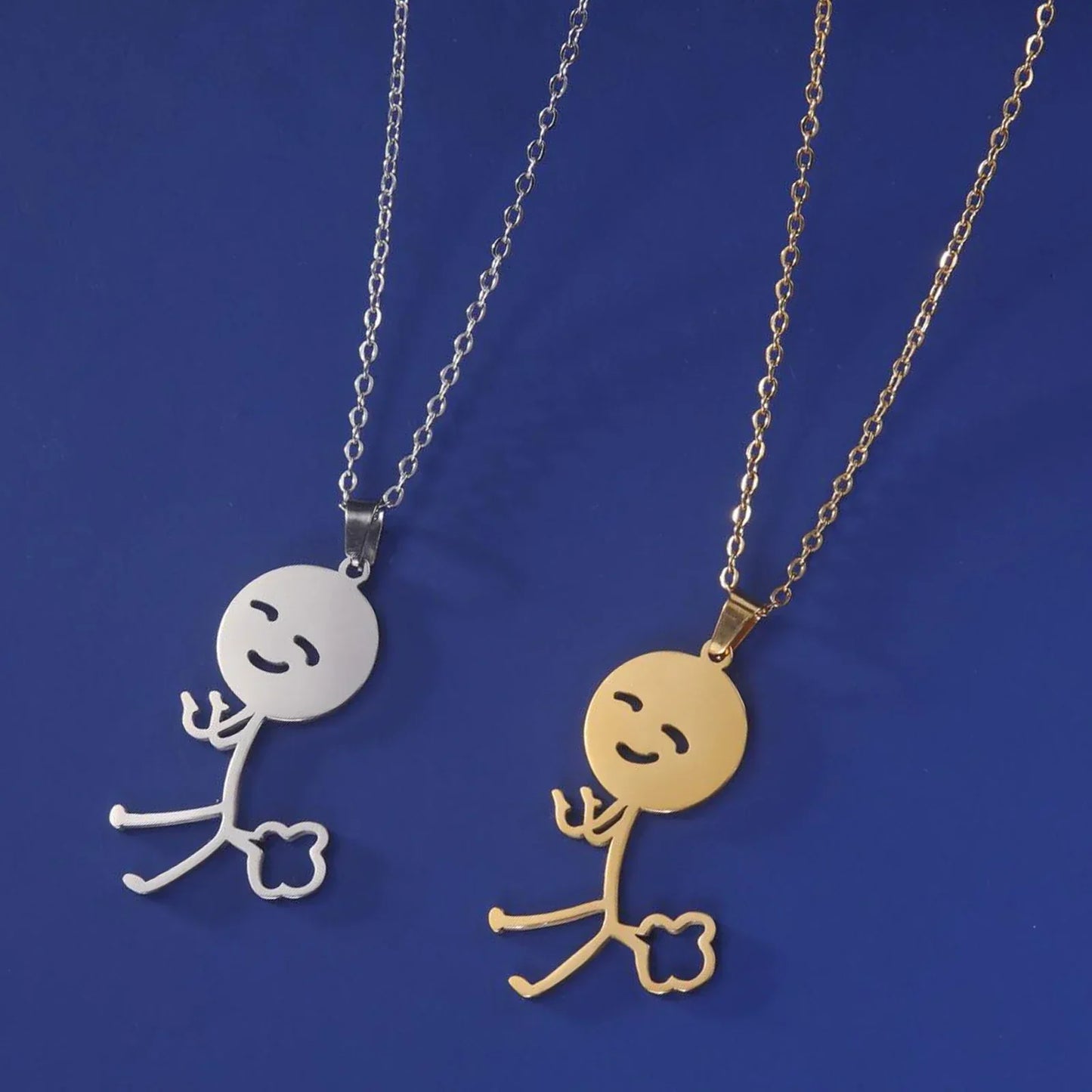Fun Punk Middle Finger Stickman Pendant Necklace