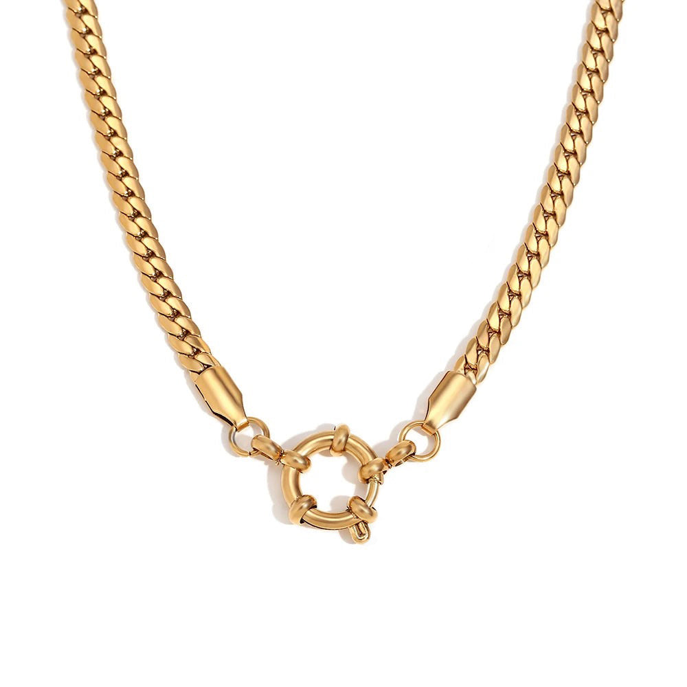 Gold Anchor Pendant Chain Necklace