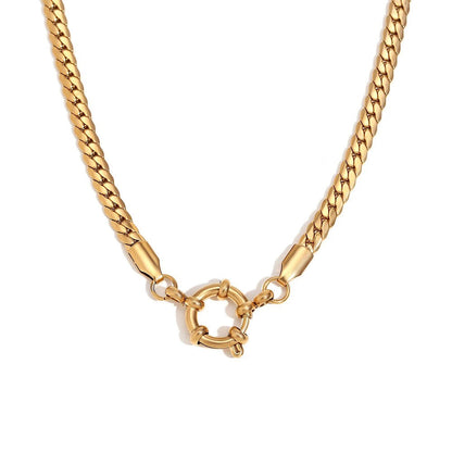 Gold Anchor Pendant Chain Necklace