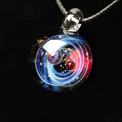 Colorful Galaxy Solar System Pendant Necklace