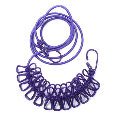 Portable Compact Travel Clothing Line with Clips