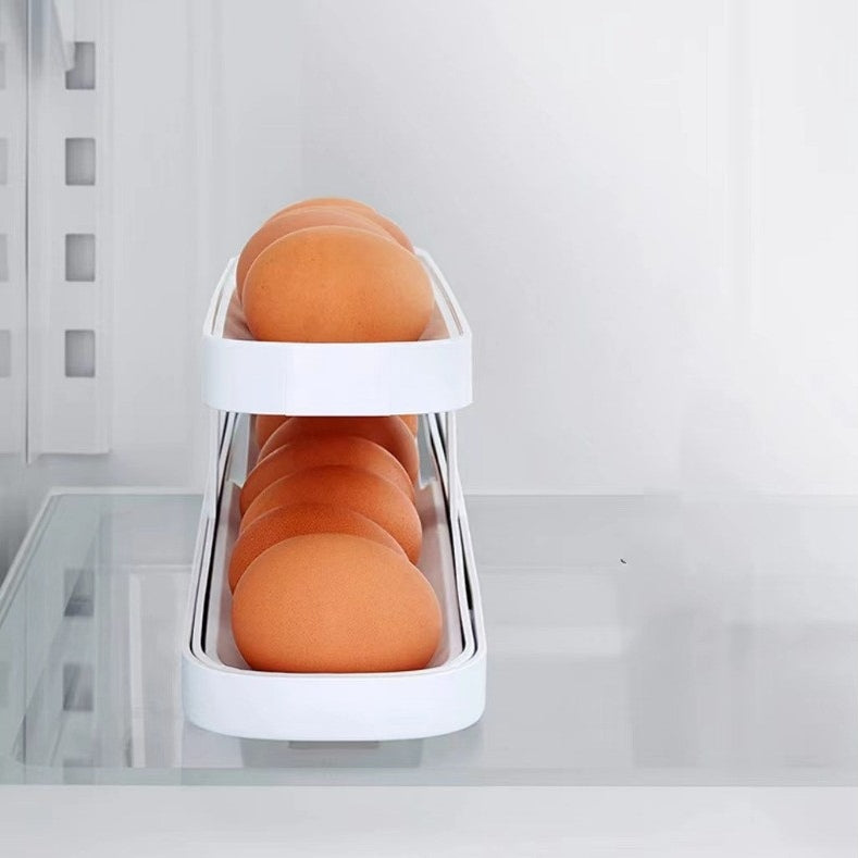 Double Layer Fridge Storage Egg Tray Organizer Rack