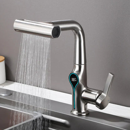 Stylish Faucet with LED Temperature Control and Pullout Spray