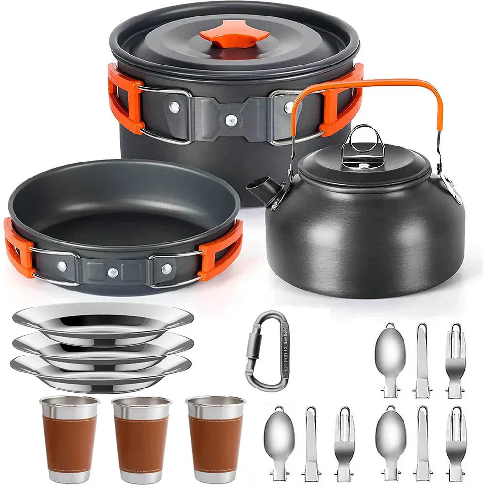 Compact Outdoor Cooking Set - Ultra Light Non Stick Camp Kit - Halri
