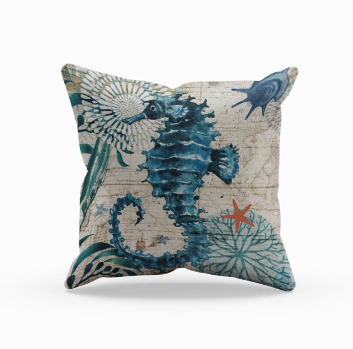 Colorful Ocean Theme Decorative Pillow