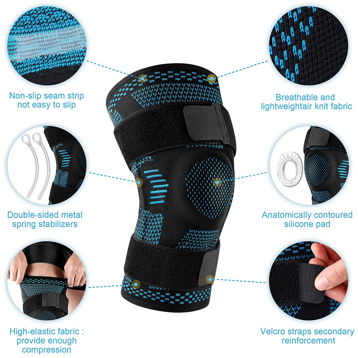 Comfort Knee Support Brace Gel Pads - Halri