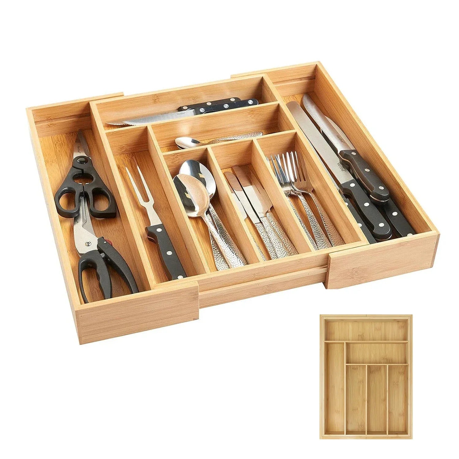 Eco Friendly Bamboo Utensil Tray Organizer - Halri