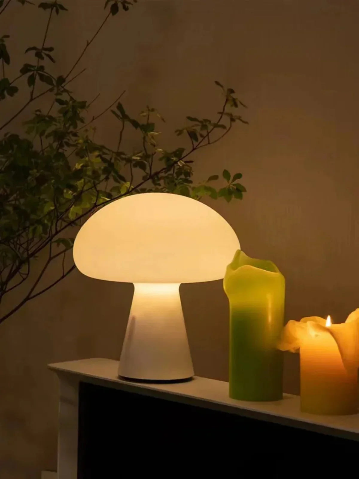 Elegant White Ceramic Mushroom Table Lamp - Halri