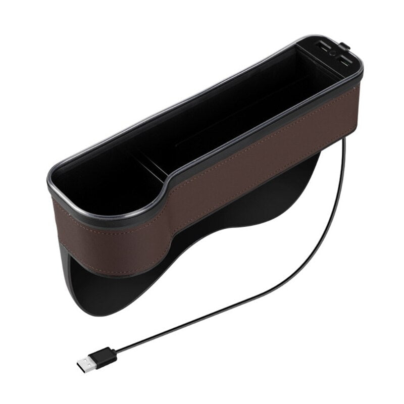 Car Seat Storage Box with USB Charger and LED Light