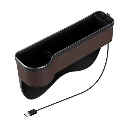 Car Seat Storage Box with USB Charger and LED Light