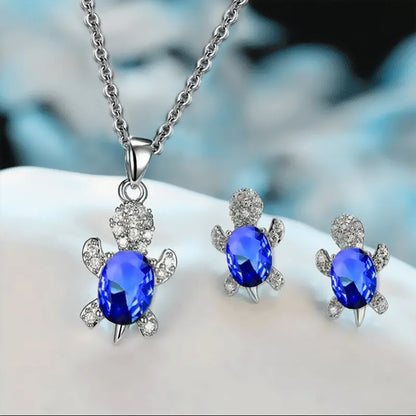 Ocean Turtle Good Luck Necklace Earrings Set
