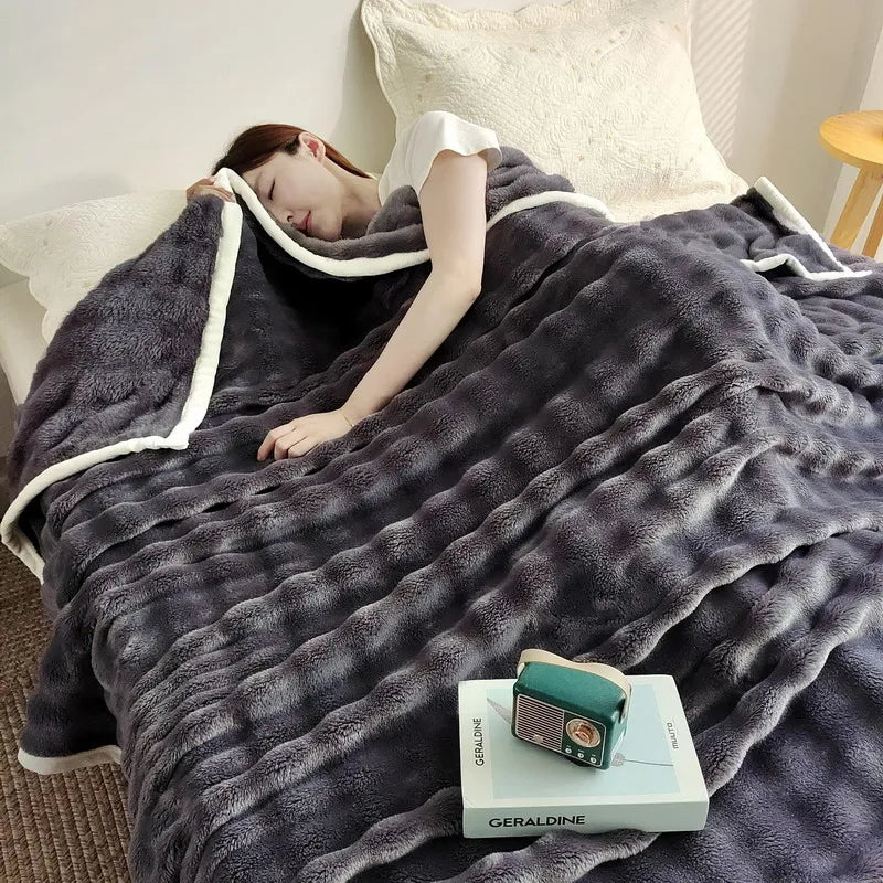 Plush Fleece Throw Blanket for Home and Travel