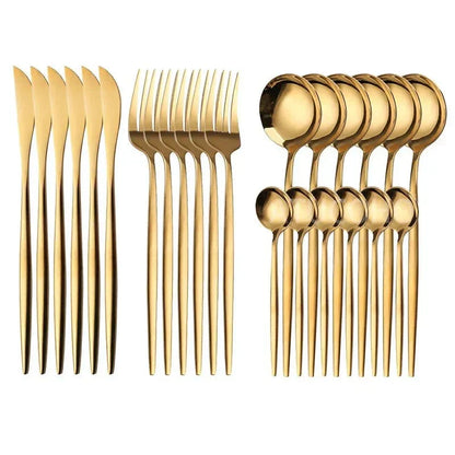 Premium 24-Piece Gold Flatware Set for Elegant Dining