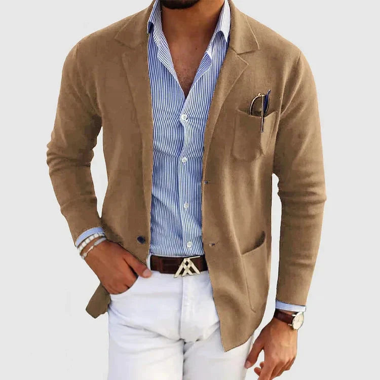 Classic Fit Men's Blazer with Button Pockets