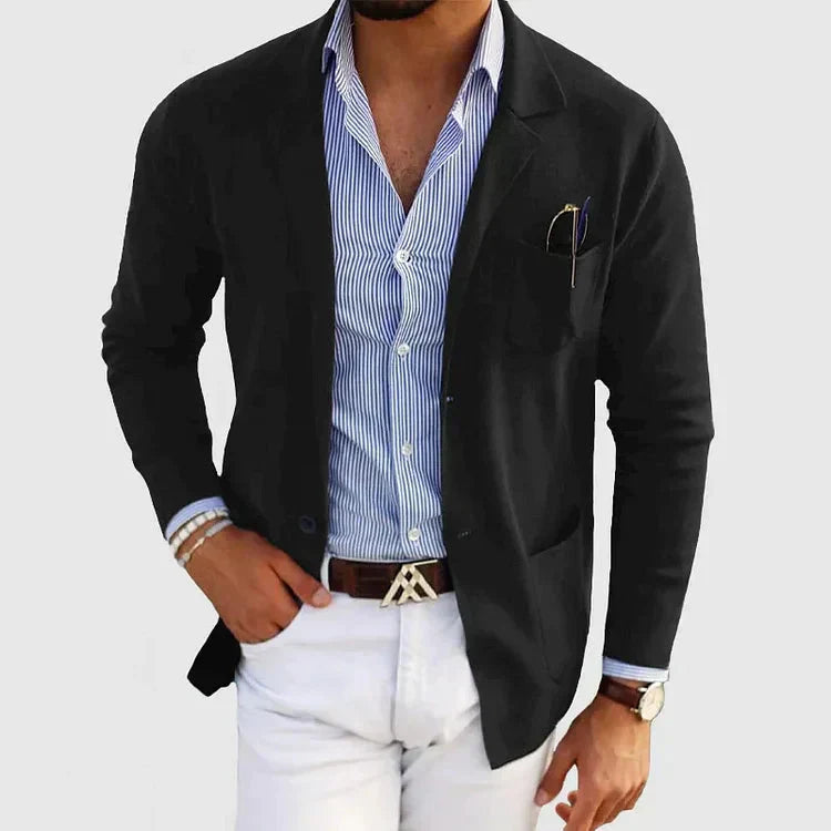 Classic Fit Men's Blazer with Button Pockets