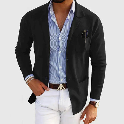 Classic Fit Men's Blazer with Button Pockets