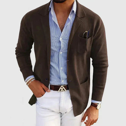Classic Fit Men's Blazer with Button Pockets