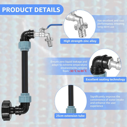Durable IBC Tank Faucet Adapter with Brass Tap and Tight Seal