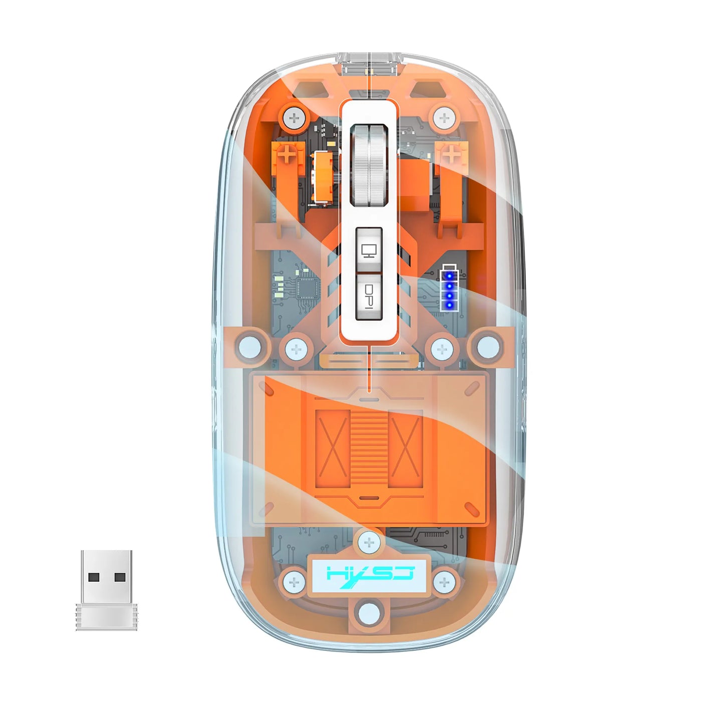 Clear Wireless Rechargeable Computer Mouse