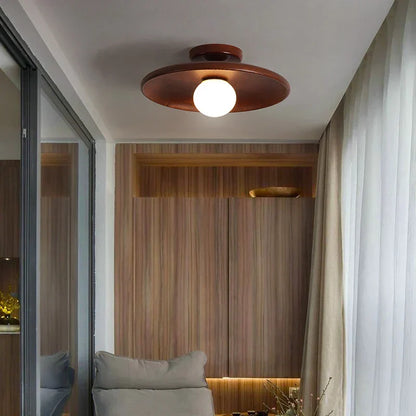 Rustic Wood Ceiling Light with Warm LED Glow