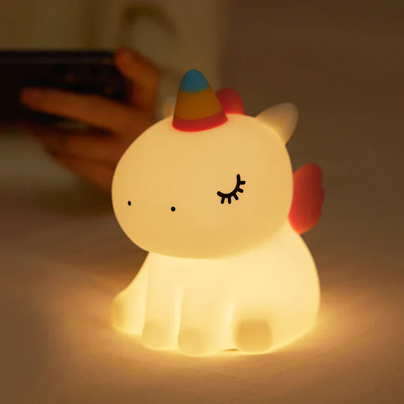 Colorful Unicorn Night Lamp, Soft USB Rechargeable - Halri