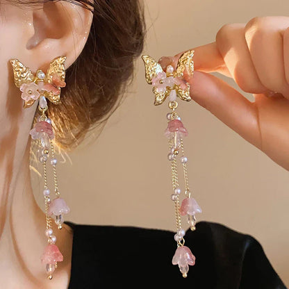 Chic Black Drop Butterfly Earrings