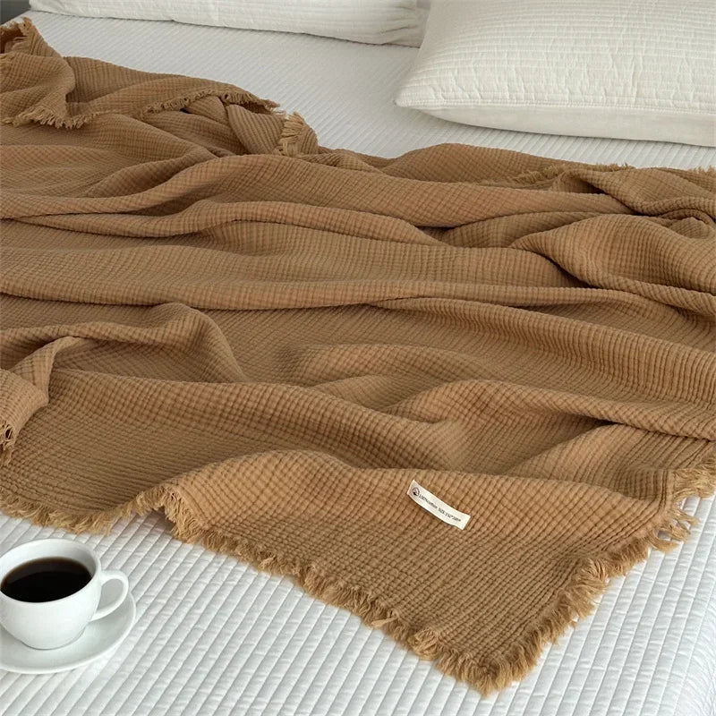 Cozy Plain Weave Cotton Throw Blanket
