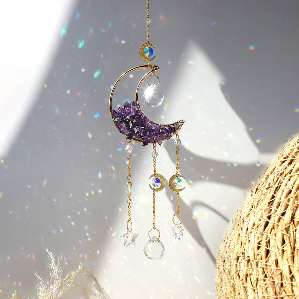 Sparkling Crystal Moon Wall Decoration - Halri