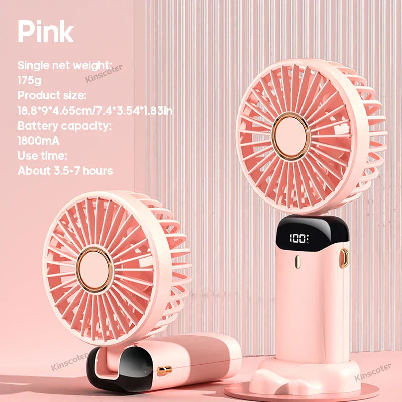 Compact 3-in-1 Rechargeable Fan with LED Screen
