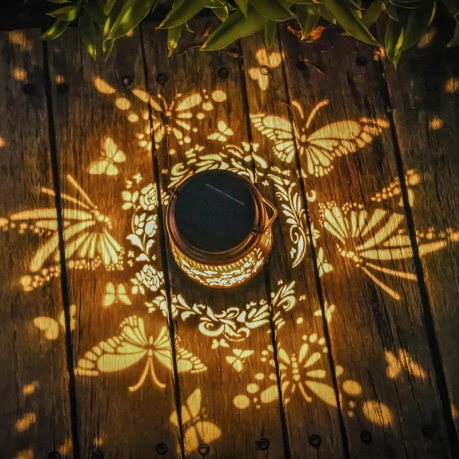 Outdoor Solar Lantern with Butterfly Pattern Warm Glow - Halri