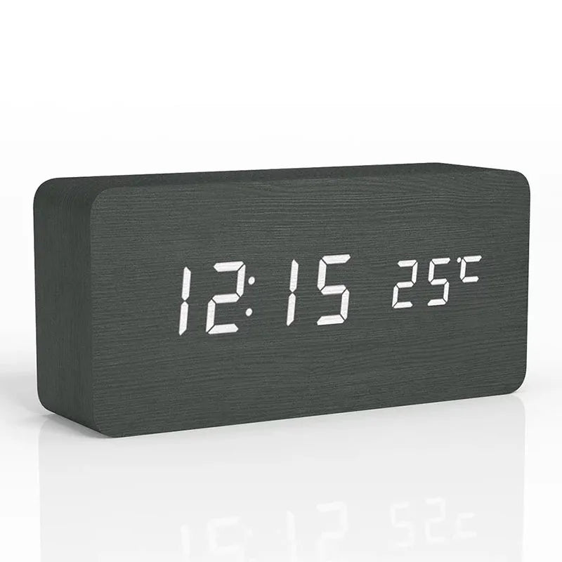 Natural Wood LED Alarm Clock with Silent Operation - Halri
