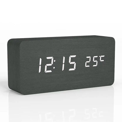 Natural Wood LED Alarm Clock with Silent Operation - Halri