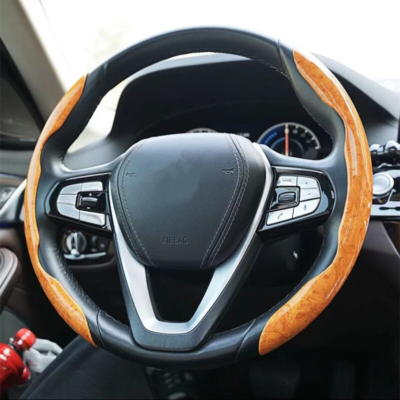 GripMAX | Anti-Slip Wooden Car Steering Wheel Cover