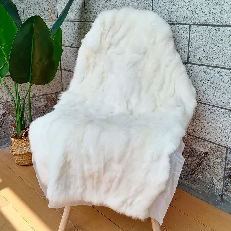Plush Faux Fur Rug 100x50 cm Natural Handmade Throw