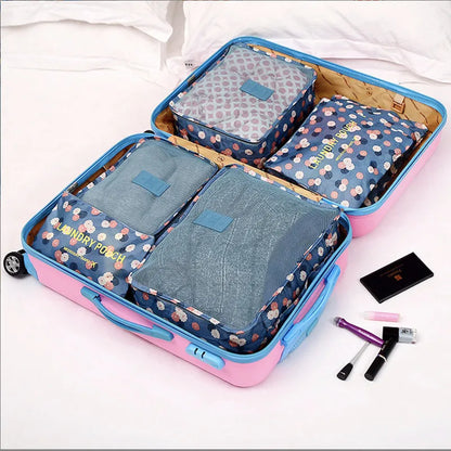 Travel Packing Cube Set 6pc Waterproof Luggage Organiser