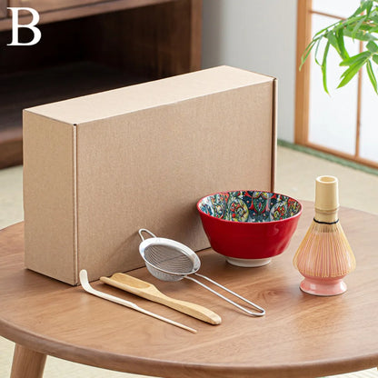 Green Tea Ceramic Set 6 Piece Bamboo Design - Halri
