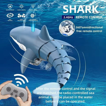 Shark Whale Spray Water Toy with 2.4G Remote Control, Bionic Spine, Realistic Swimming - Safe for Ages 6+