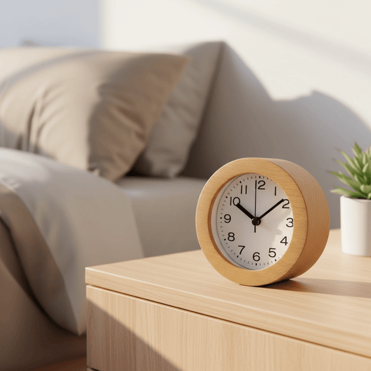 Quiet Wooden Alarm Clock with Soft LED Light - Halri